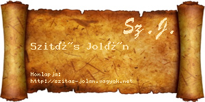 Szitás Jolán névjegykártya